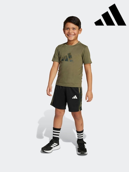 adidas Green Light Train Essentials Camo Logo Infant Kids T-Shirt and Shorts Set (AR8286) | £25