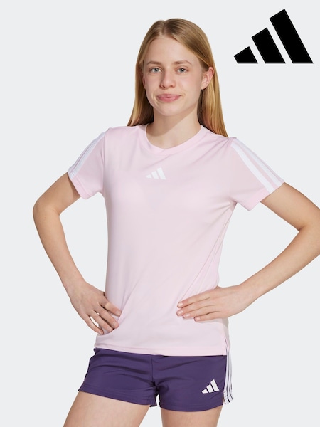 adidas Pink Training Essentials 3-Stripes T-Shirt Kids (AR8292) | £13