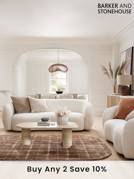 Barker and Stonehouse Cream Faux Pearl Boucle 3 Seater Sofa (AR8478) | £1,095