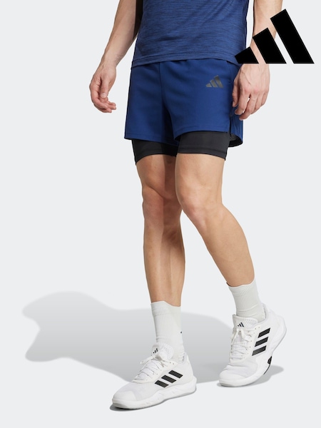 adidas Blue Gym+ 2-in-1 Shorts (AR8499) | £40