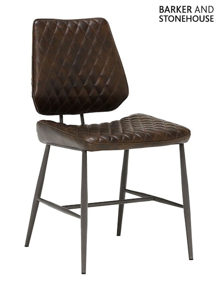 Barker and Stonehouse Brown Hawley Faux Leather Quilted Dining Chair (AR8554) | £125
