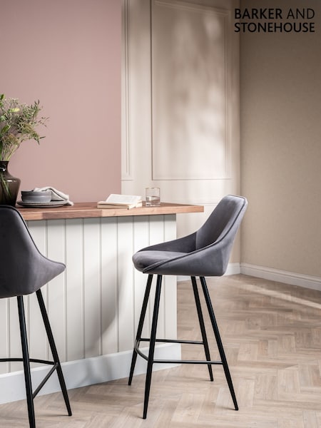 Barker and Stonehouse Cream Southbury Fabric Bar Stool With Metal Legs (AR8555) | £95