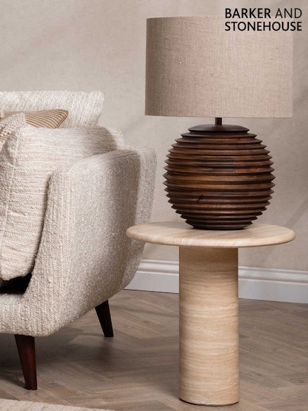 Barker and Stonehouse Ivory Piedra Stone Travertine Effect Side Table (AR8563) | £135