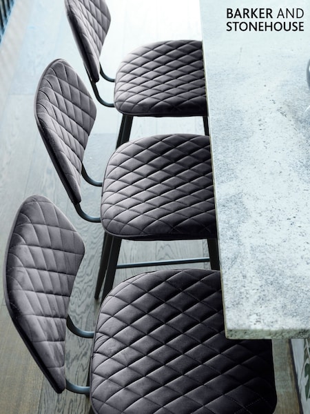 Barker and Stonehouse Grey Velvet Archer Counter Stool (AR8567) | £85