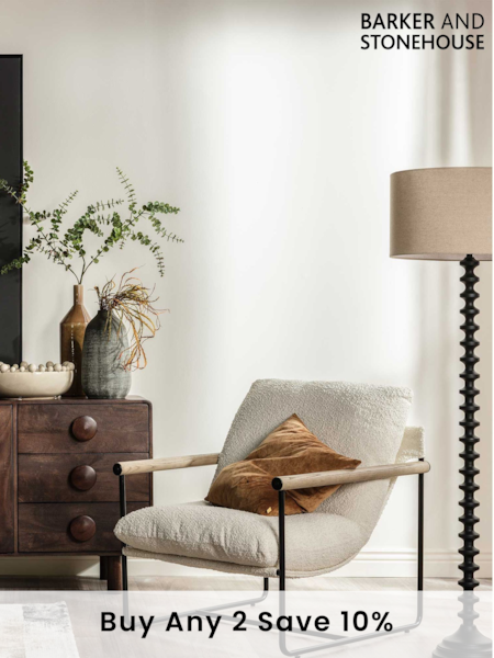 Barker and Stonehouse Grey Whittaker Boucle Accent Chair with Wooden Arms (AR8573) | £345