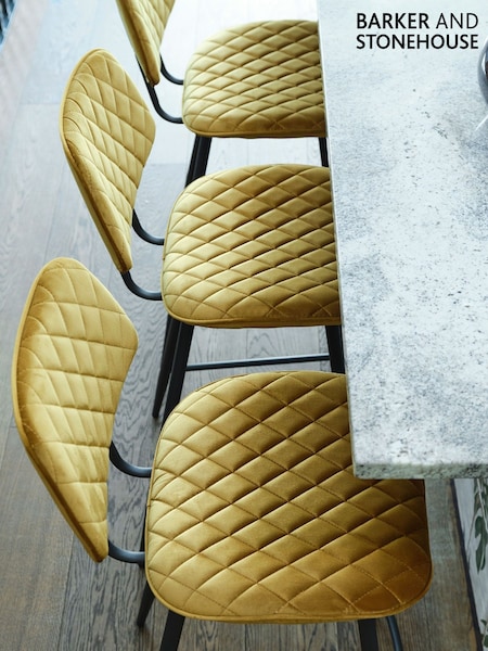 Barker and Stonehouse Yellow Velvet Archer Counter Stool (AR8574) | £85