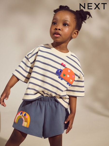 Navy Stripe Ladybird Top & Shorts Set (3mths-7yrs) (AR8685) | £14 - £18