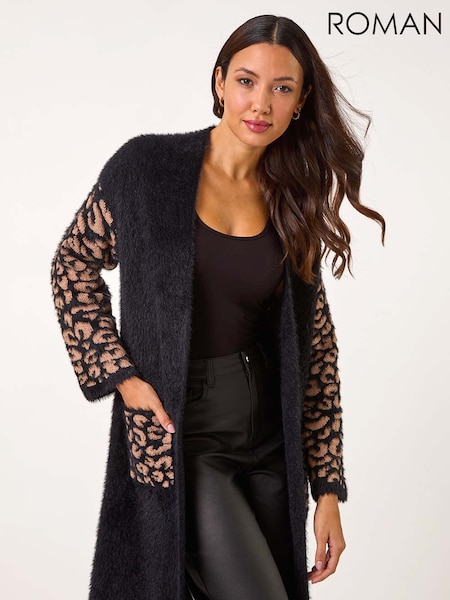 Roman Black Animal Print Jacquard Cardigan (AR8787) | £50