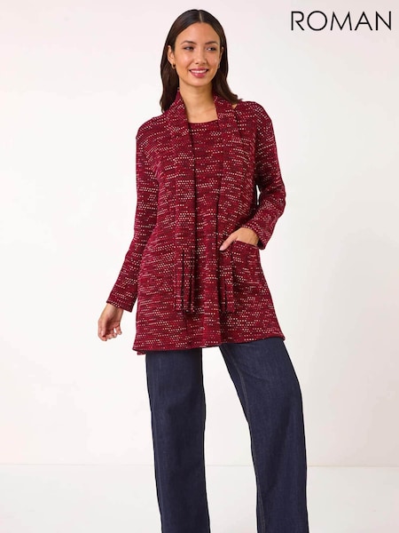 Roman Red Scarf Longline Stretch Tunic Top (AR8796) | £45