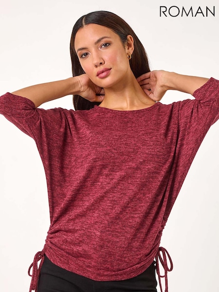 Roman Red Stretch Side Tie Ruched Top (AR8815) | £40