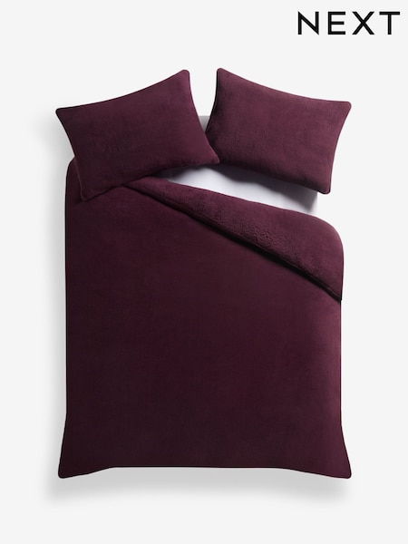 Purple Teddy Fleece Duvet Cover and Pillowcase Set (AR8828) | £22 - £52