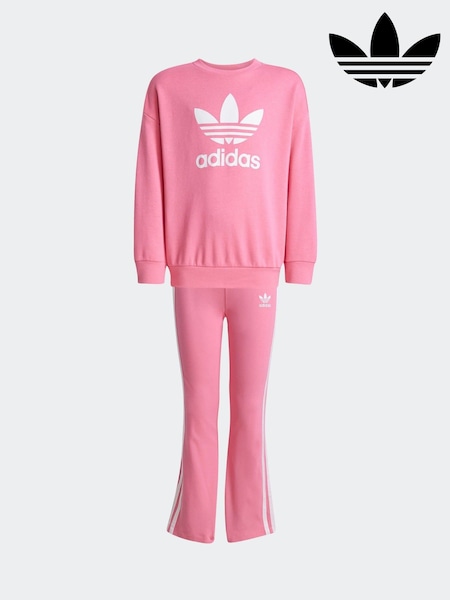 adidas Originals Pink Loose Sweatshirt and Jogger Set Flared Little Kids (AR8999) | £45