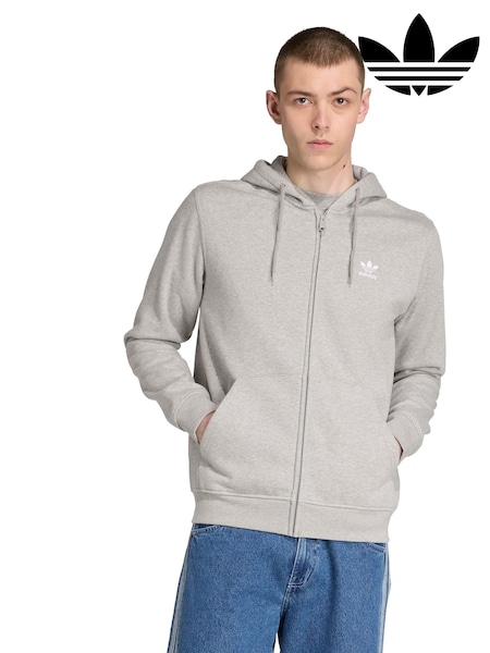 adidas Originals Grey Trefoil Essentials Full-Zip Hoodie (AR9006) | £55