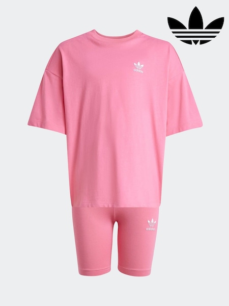 adidas Originals Pink Little Kids T-Shirt and Cycling Shorts Set (AR9034) | £33