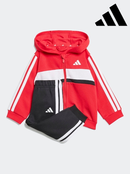 adidas Red Essentials Tiberio 3-Stripes Fleece Tracksuit Infant Kids (AR9097) | £35