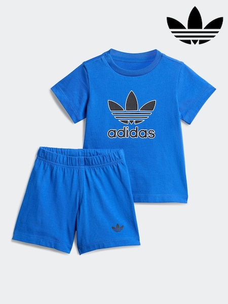 adidas Originals Blue Infant Kids Trefoil T-Shirt and Shorts Set (AR9103) | £30