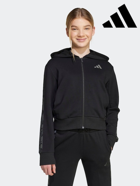 adidas Black 3-Stripes Animal Hooded Track Top Kids (AR9126) | £33