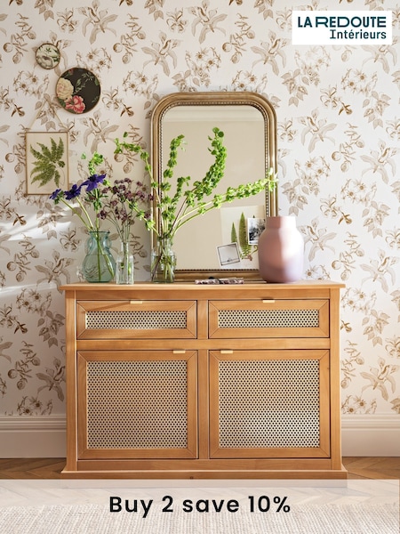 La Redoute Intérieurs White Alvaro Pine & Perforated Metal Sideboard (AR9165) | £510