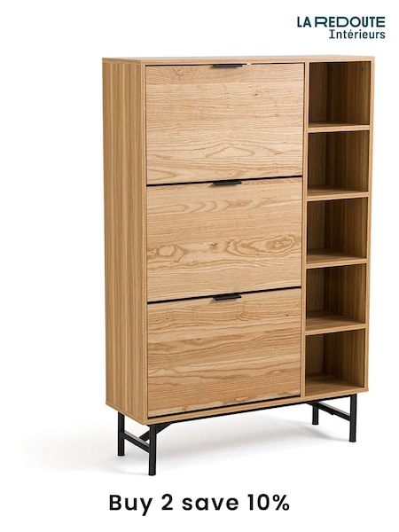 La Redoute Intérieurs Wood and Metal Jarta Ash Veneer 3-Door Shoe Cabinet (AR9193) | £325