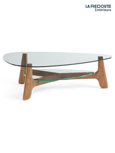 La Redoute Intérieurs Aiole Glass and Walnut Double-Top Coffee Table (AR9229) | £710