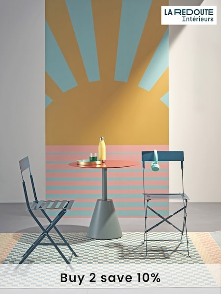 La Redoute Intérieurs Blue Terracotta Klapi Metal Garden Table (AR9256) | £260