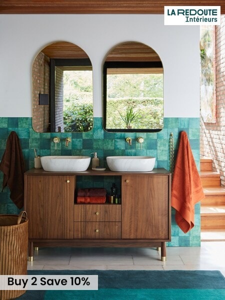 La Redoute Intérieurs Walnut Lambro Walnut Double Bathroom Sink Unit (AR9294) | £1,125