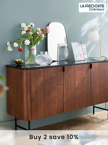 La Redoute Intérieurs Walnut Helina 3-Door Walnut Veneer & Glass Sideboard (AR9298) | £1,050