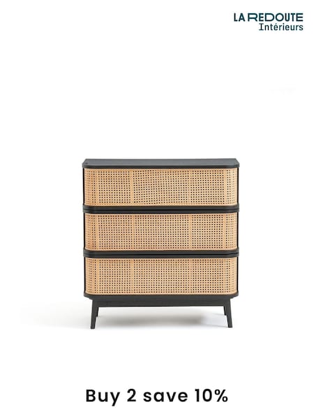 La Redoute Intérieurs Black Laora Cane Chest of 3 Drawers (AR9302) | £485