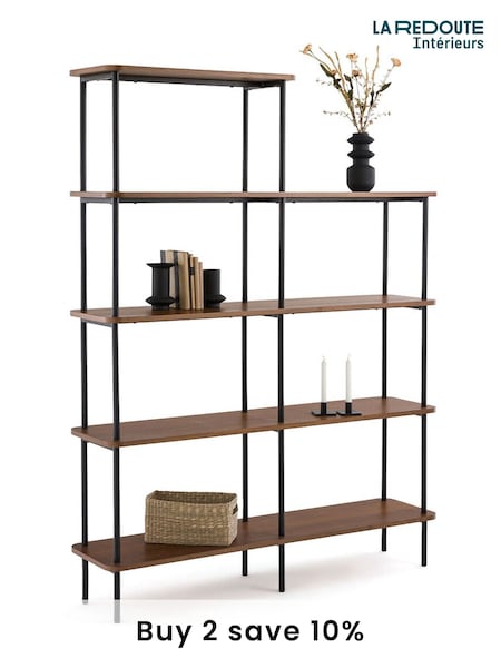 La Redoute Intérieurs Dark Wood Kerrie Asymmetrical Walnut Veneer Shelving Unit (AR9309) | £525