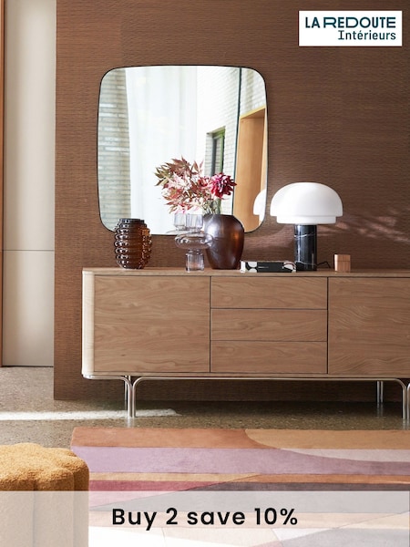 La Redoute Intérieurs Natural Giorgio Oak Veneer & Chrome Steel 2-Door, 3-Drawer Sideboard (AR9321) | £1,125