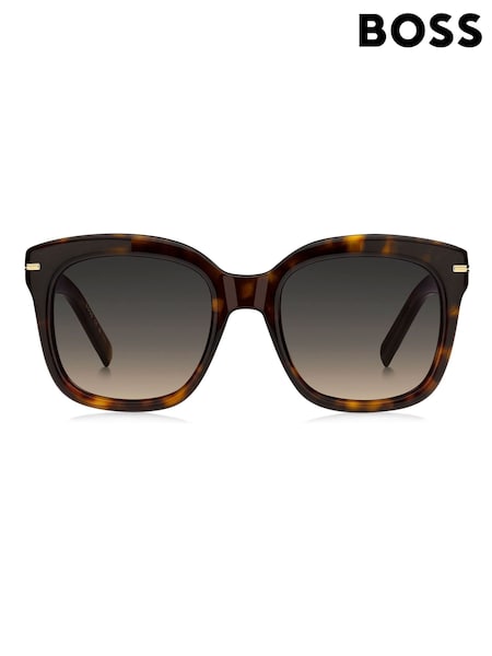 BOSS Brown Oversized Havana Square Sunglasses (AR9326) | £205