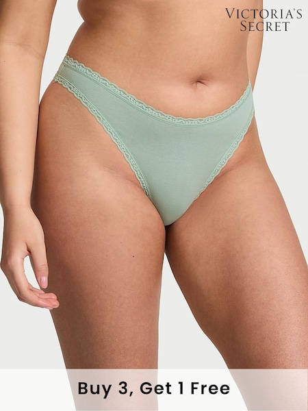 Victoria's Secret Seasalt Green Thong Cotton Lace Waist Knickers (AR9436) | £9