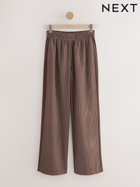 Brown Soft Touch Straight Leg Striped Trousers (AR9502) | £0