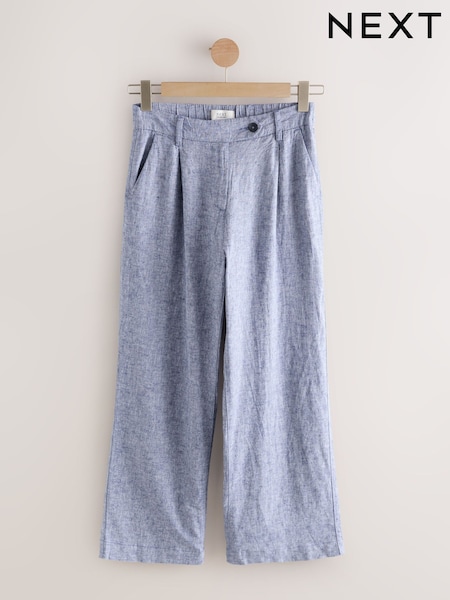 Light Blue Stay Smart Wide Leg Linen Rich Trousers (AR9505) | £38