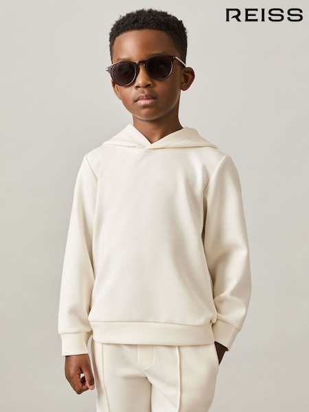 Reiss Off White Fabien 3-9 yrs Interlock Jersey Hoodie (AR9553) | £36