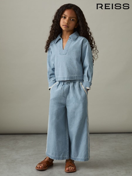 Reiss Light Blue Dean 4-9 yrs Chambray Collared Top (AR9556) | £35