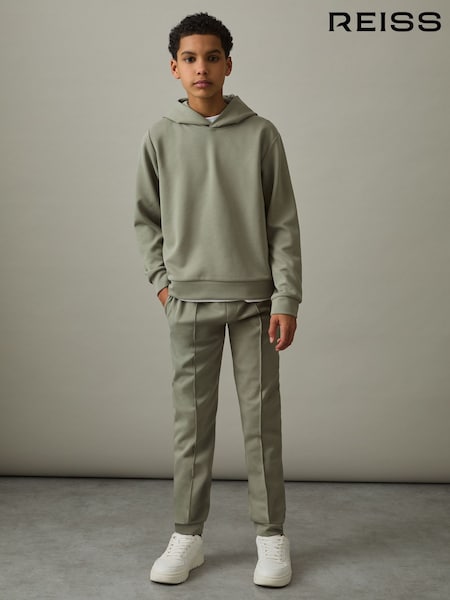 Reiss Soft Sage Green Fabien 3-9 yrs Interlock Jersey Hoodie (AR9565) | £36