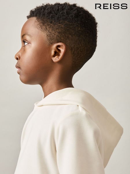 Reiss Off White Fabien 9-13 yrs Interlock Jersey Hoodie (AR9571) | £40