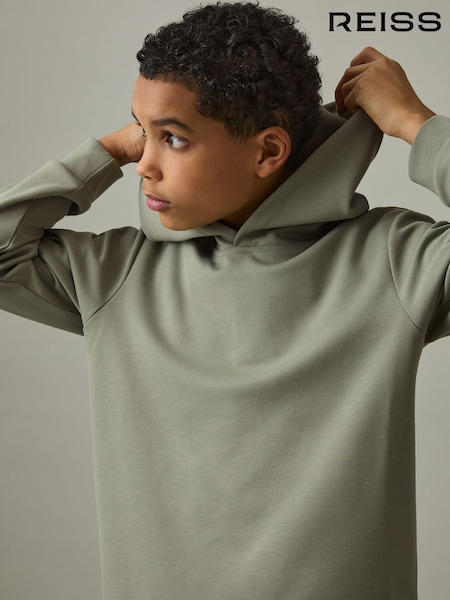 Reiss Soft Sage Green Fabien 9-13 yrs Interlock Jersey Hoodie (AR9577) | £40