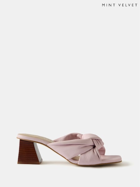 Mint Velvet Pink Leather Knot Heels (AR9640) | £120