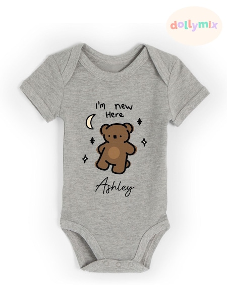 Personalised 'I'm New Here' Short Sleeve 100% Cotton Bodysuit by Dollymix (AR9677) | £14