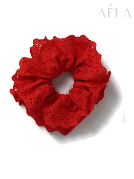 Aela Red Broderie Oversized Scrunchie (AR9765) | £12.50