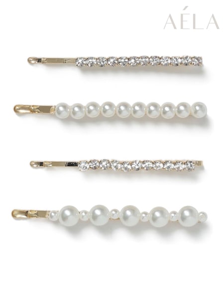 Aela Pearl and Crystal White Hair Slide Set (AR9776) | £10