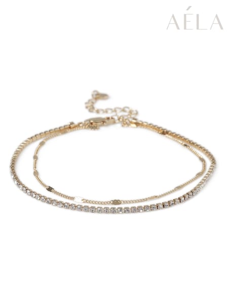 Aela Gold Tone Two Row Cupchain Anklet (AR9777) | £10