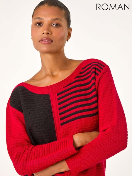 Roman Red Stripe Colour Block Jumper (AT0020) | £38