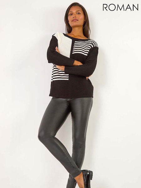 Roman Black Stripe Colour Block Jumper (AT0068) | £38
