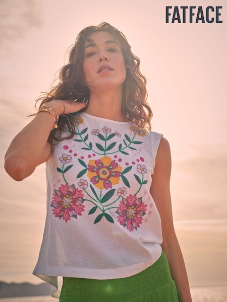 FatFace Fliss Ivory Embroidered Cami (AT0099) | £46
