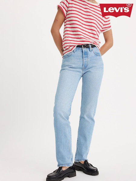 Levi's® Blue Womens 501® 100% Cotton Jeans For Light Indigo Worn In (AT0152) | £100