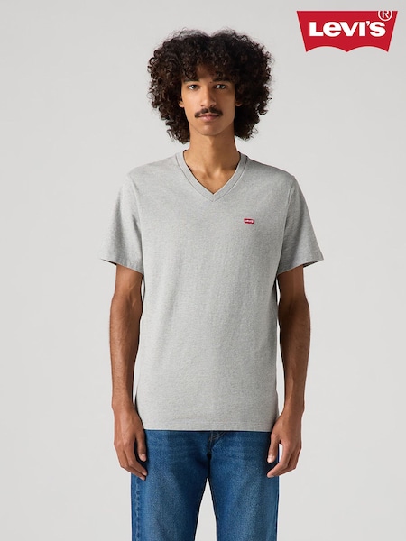 Levi's® Grey 100% Cotton Original Housemark V-Neck T-Shirt (AT0167) | £25