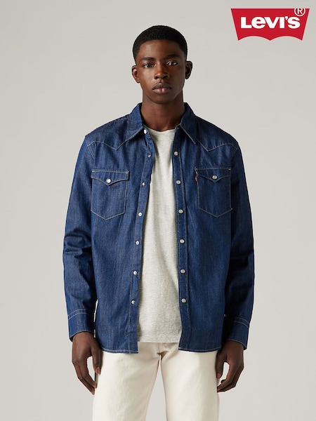 Levi's® Blue 100% Cotton Barstow Western Standard Flat Finish Shirt (AT0200) | £75